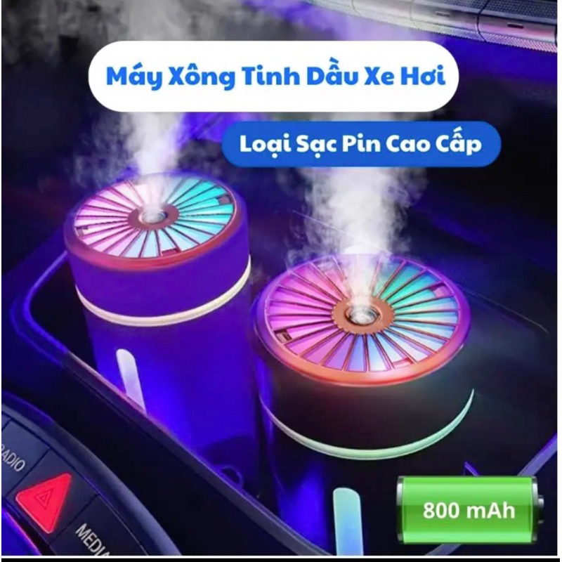 Máy khuếch tán phun sương tinh dầu Ô tô AROMA Mới  khử mùi | máy xông tinh dầu ô tô, bàn làm việc. LED 7 màu RG