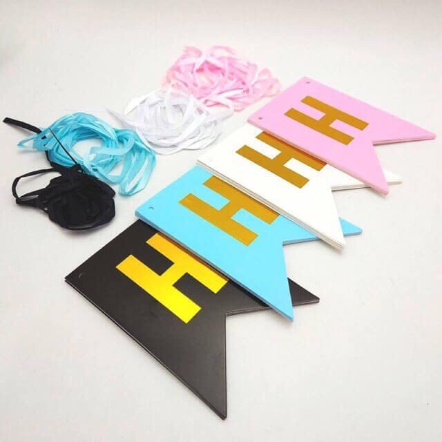 Dây chữ giấy Happy birthday đuôi cá ép kim