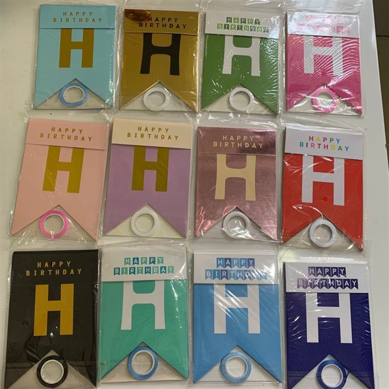 Dây chữ giấy Happy birthday đuôi cá ép kim