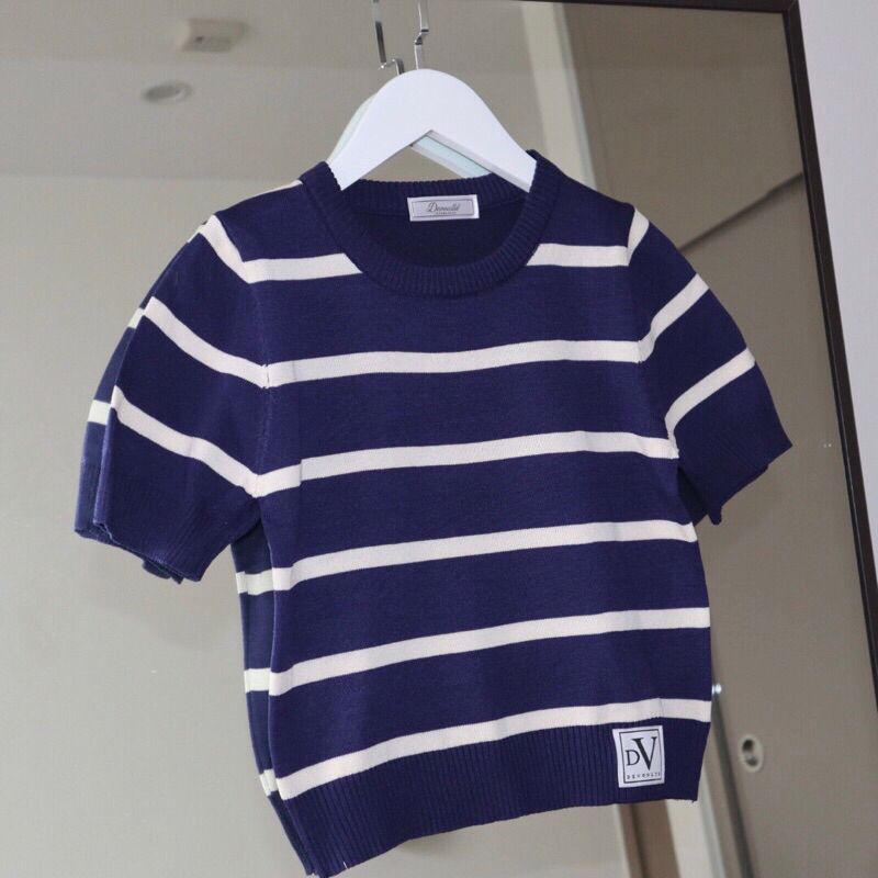 Áo len cộc tay kẻ ngang 3 màu DEVONLTD®