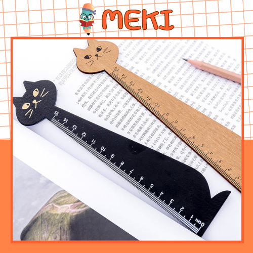 Thước Kẻ Bằng Gỗ Hình Mèo Xinh Xắn Dài 15cm Dành Cho Học Sinh, Sinh Viên