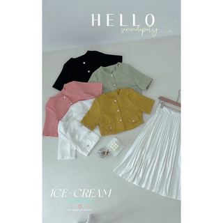 Set áo vest 2 túi kèm chân váy dập ly midi
