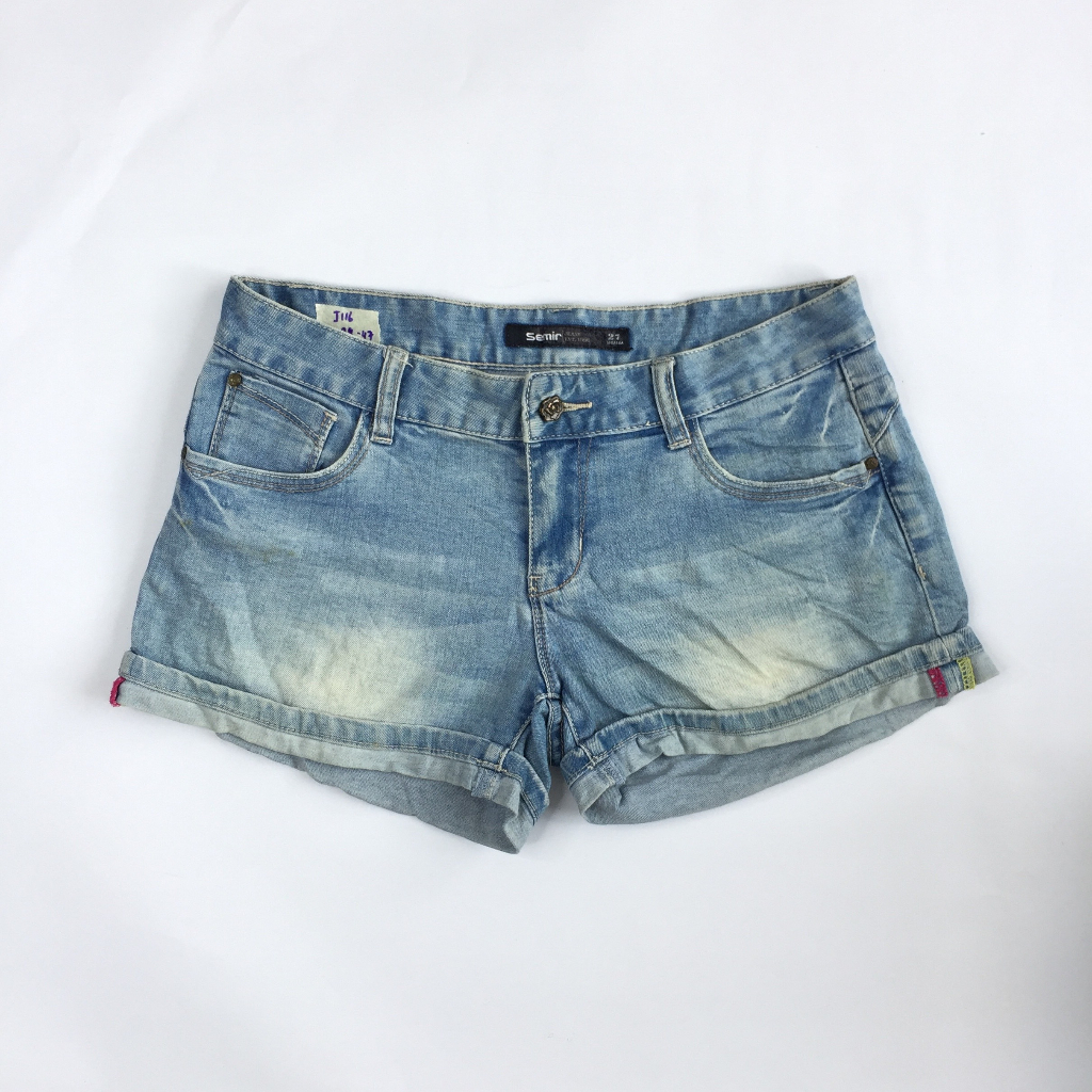 Quần short chất denim ngắn cạp thấp thời trang nữ Hàn Quốc