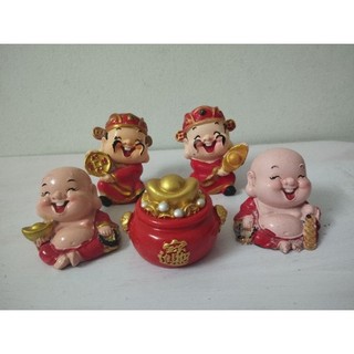 Bộ 5 ông thần tài thỏi địa kèm chậu vàng - Freeship - Thần tài, thổ địa kèm chậu tài lộc