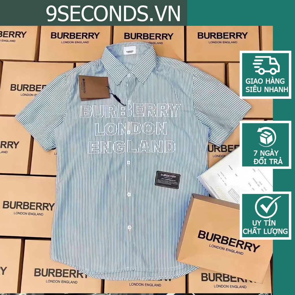Áo Sơ Mi BURBERRY LONDON ENGLAND Thêu Chữ Nam Nữ Cao Cấp - 9seconds