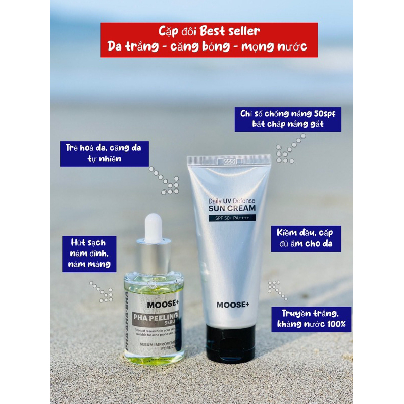 Combo peel moose+serum nám moose+ sữa rửa mặt trắng da 150ml hạn 2026