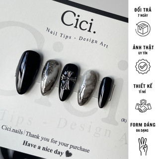 Móng Giả Thiết Kế Tone Đen Cá Tính Cici.nails