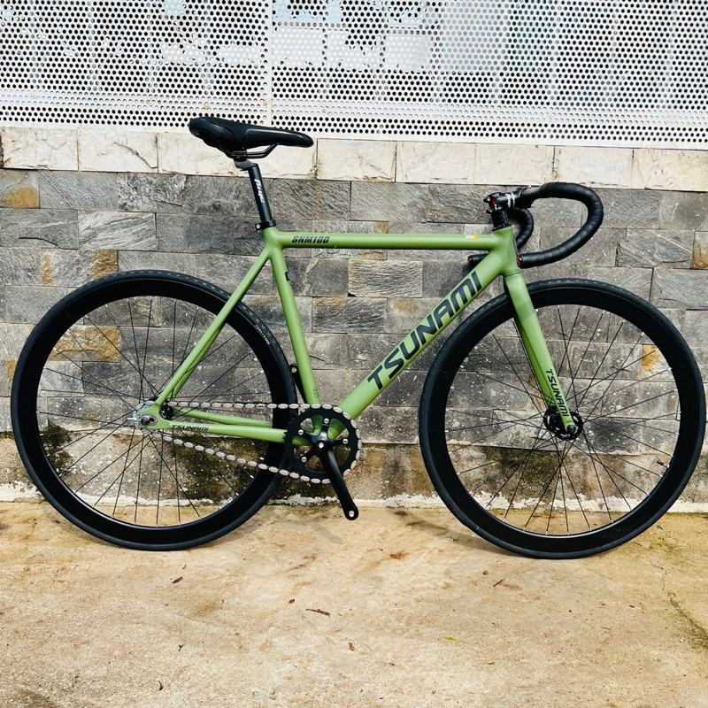 Xe đạp fixed gear TSUNAMI SNM100 cơ bản - Xanh rêu