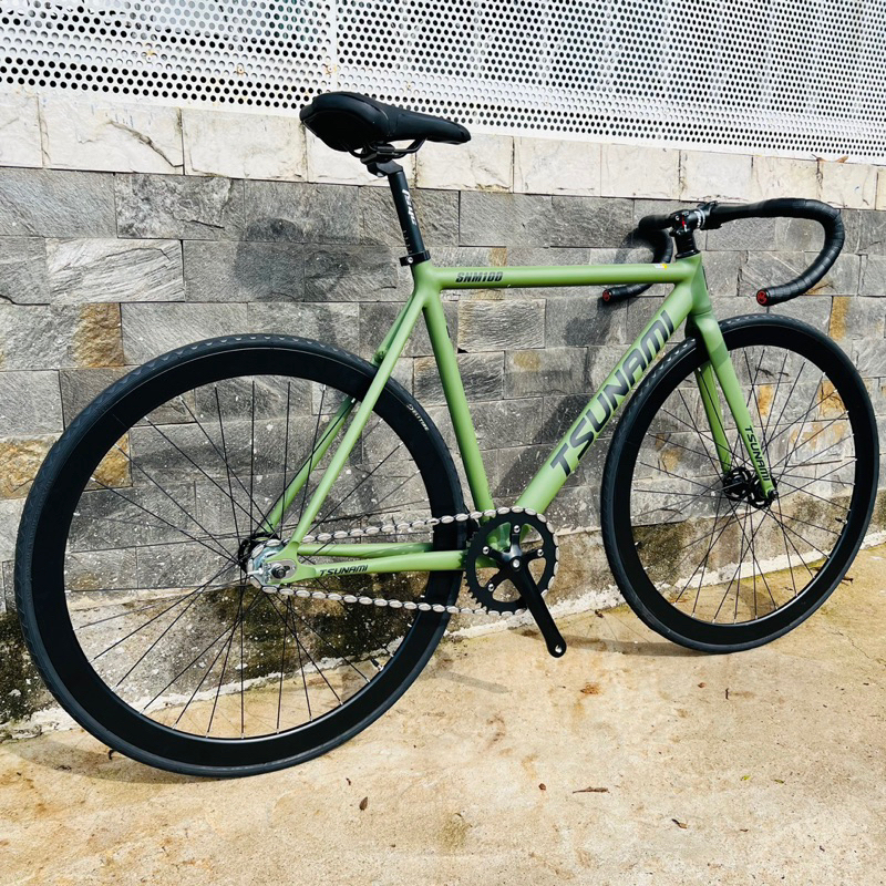 Xe đạp fixed gear TSUNAMI SNM100 cơ bản - Xanh rêu