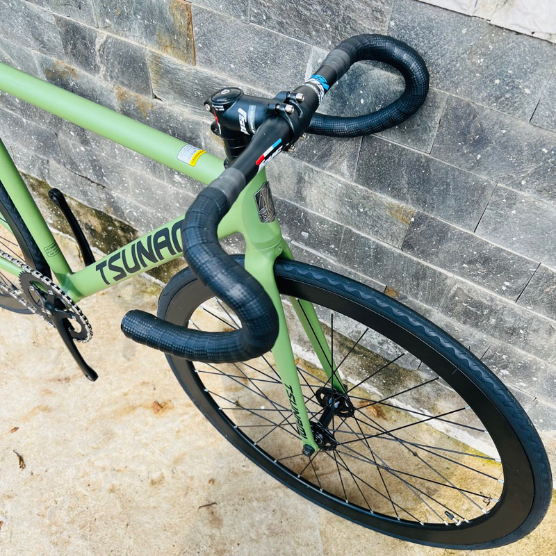 Xe đạp fixed gear TSUNAMI SNM100 cơ bản - Xanh rêu