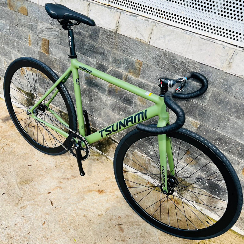 Xe đạp fixed gear TSUNAMI SNM100 cơ bản - Xanh rêu