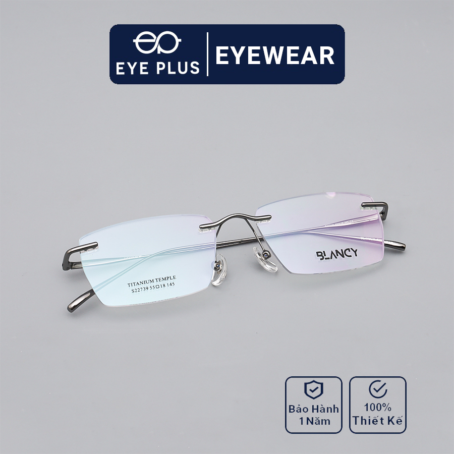Gọng kính mắt nam nữ thời trang EYE PLUS 22739 không viền hợp kim ip-titanium sang trọng lịch sự