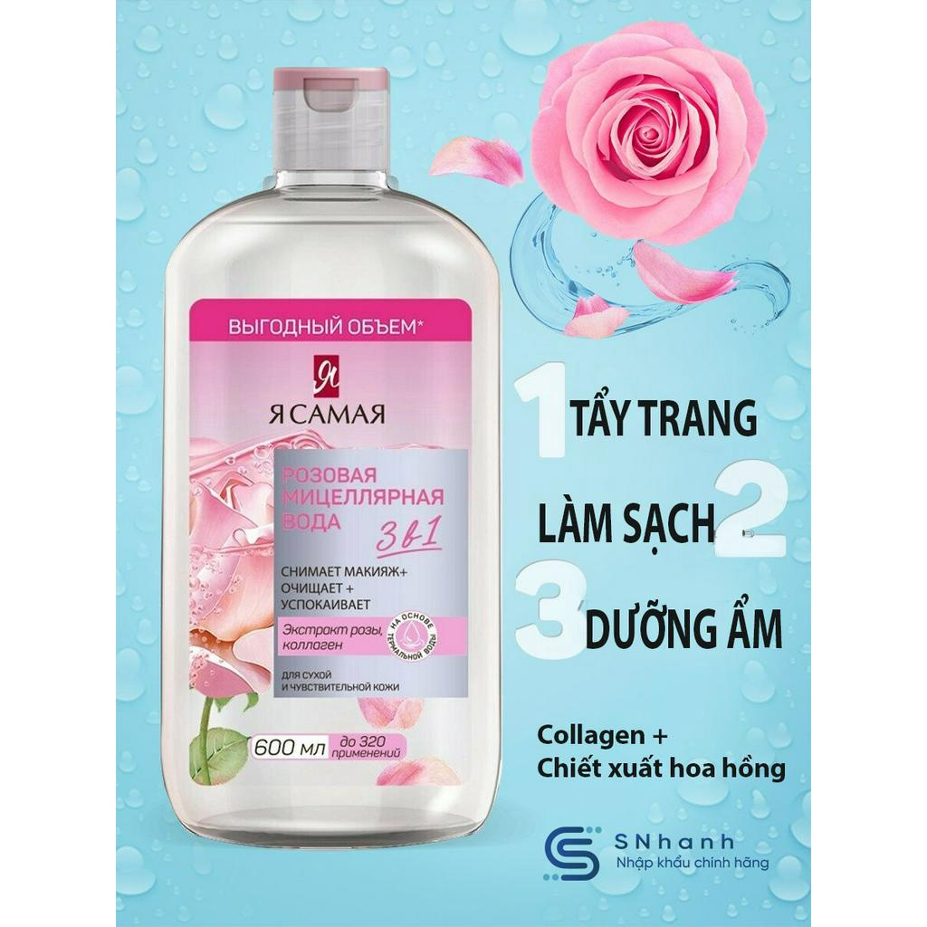 Nước Tẩy Trang Micellar Water Ya Samaya 600ML Nhập Khẩu Nga, Nước Tẩy Trang Cho Da Dầu, Da Khô, Da Nhạy Cảm