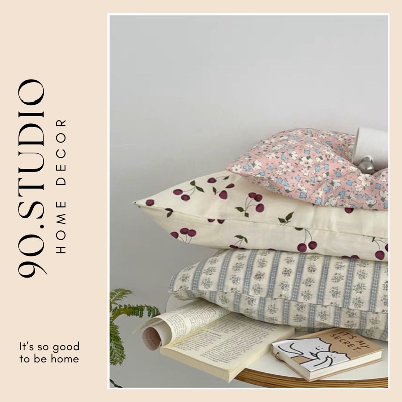 Vỏ Gối Nằm Cotton Áo Gối Họa Tiết Hoa Nhí Cao Cấp Kích Thước Lớn 48x74 cm Kiểu Hàn 90.studio
