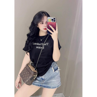 Áo thun cotton thái nữ phom vừa phối chữ