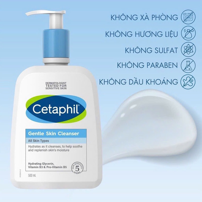 Sữa rửa mặt dịu lành cho da nhạy cảm CETAPHIL GENTLE SKIN CLEANSER 500ML