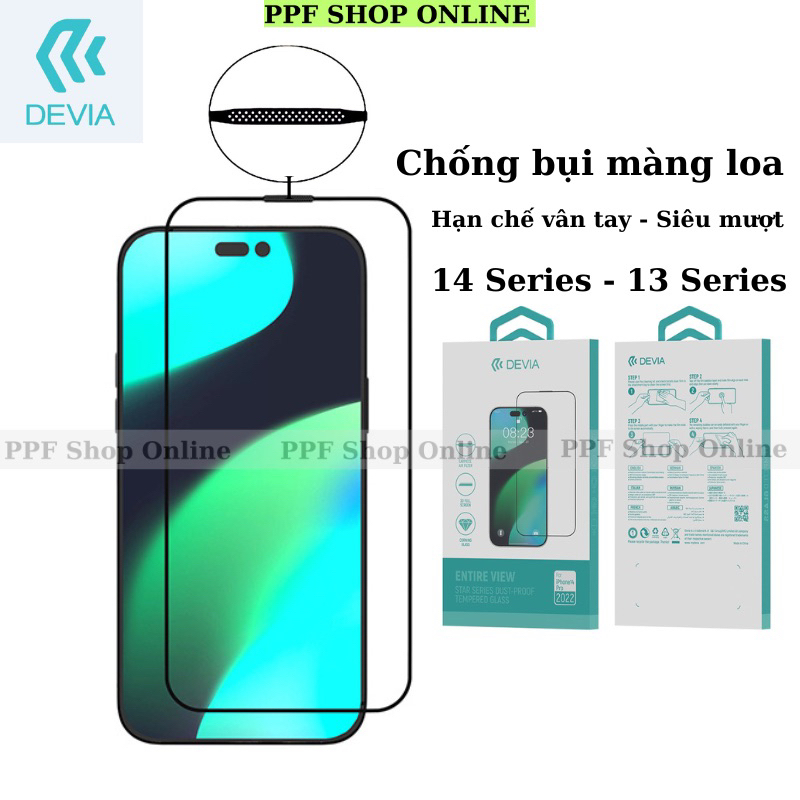 Kính cường lực Devia chống bụi màng loa cho IPhone 15 , 15 Pro Max , 15 Pro , 15 Plus ,14 , 14 Pro Max , 13 Pro Max , 13