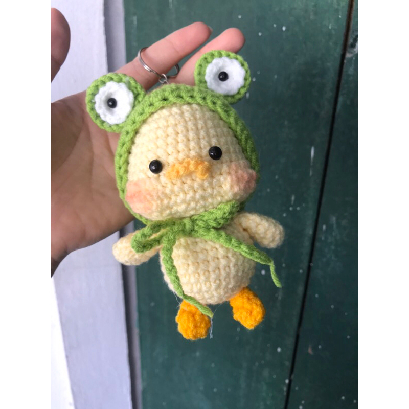 Móc khoá Vịt cute đội mũ ếch xanh🐸🐤