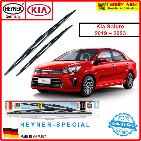 Gạt mưa ô tô KIA Soluto 2019-2023 CHÍNH HÃNG Heyner Germany Special Xương Cứng Size 40cm / 60cm Combo đầy đủ cho xe