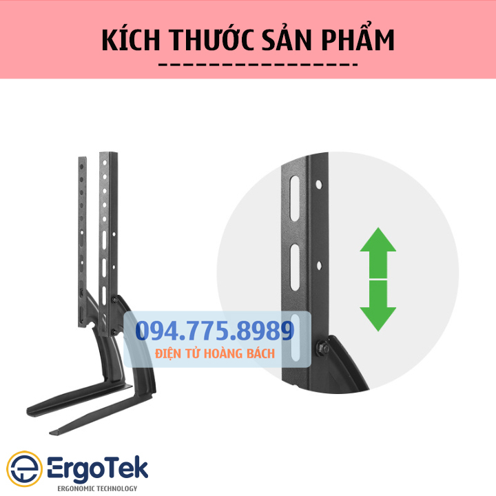 Chân đế tivi đa năng ErgoTek E601 26 - 40 Inch - Chân Tivi Để Bàn - Chân Đế Màn Hình Thép Sơn Tĩnh Điện