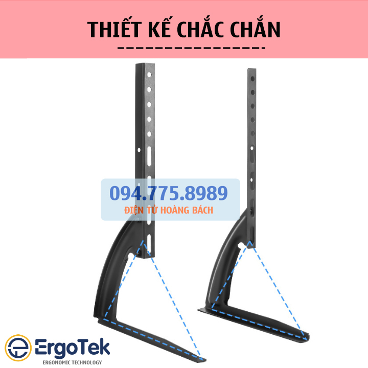 Chân đế tivi đa năng ErgoTek E601 26 - 40 Inch - Chân Tivi Để Bàn - Chân Đế Màn Hình Thép Sơn Tĩnh Điện