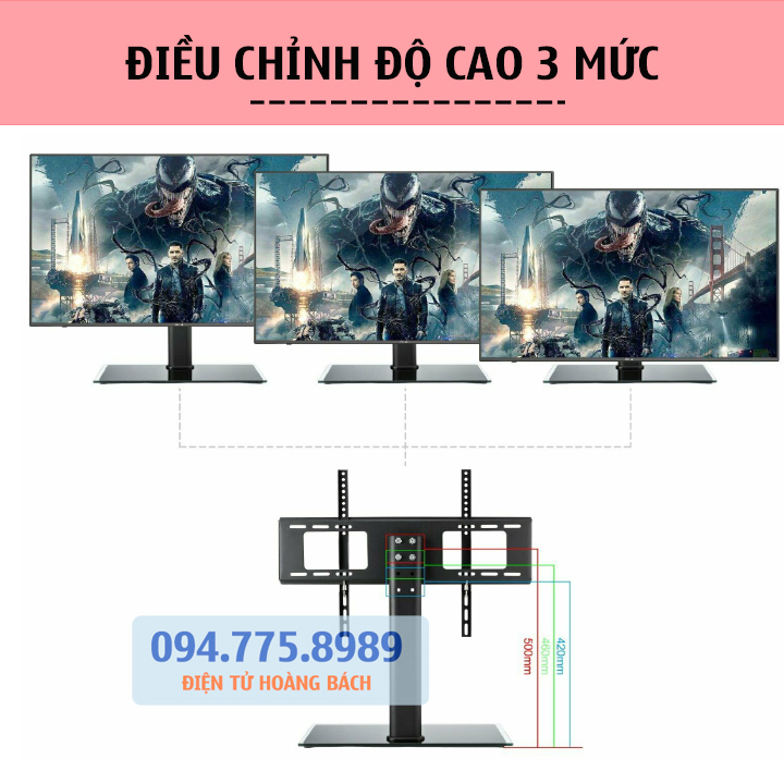 Chân Đế Tivi Đa Năng ErogTek E606 32 - 55 Inch - Lắp Đặt Mọi Tivi - Chân Màn Hình Tivi Mặt Kính Cường Lực