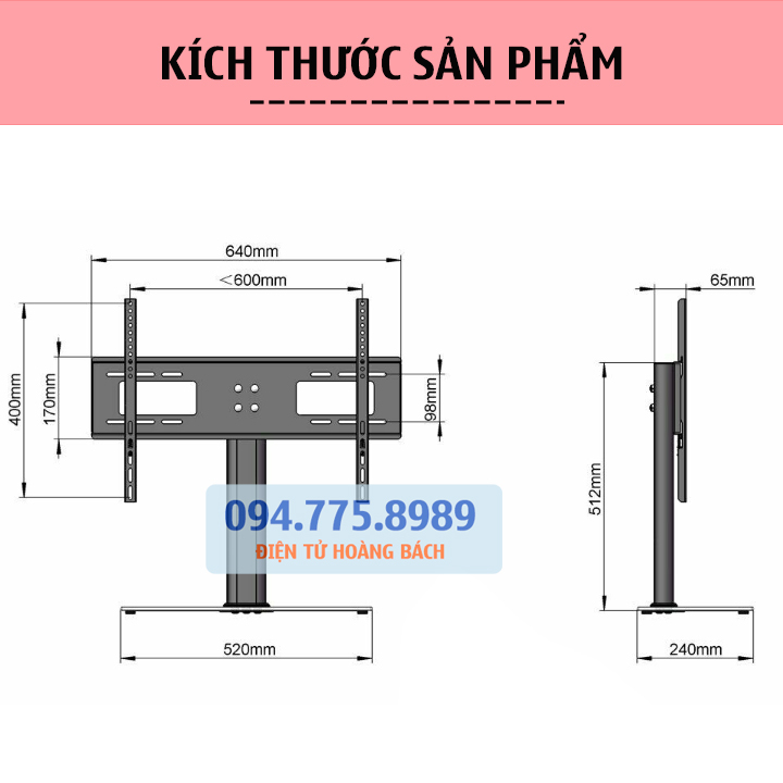 Chân Đế Tivi Đa Năng ErogTek E606 32 - 55 Inch - Lắp Đặt Mọi Tivi - Chân Màn Hình Tivi Mặt Kính Cường Lực
