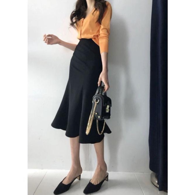 Chân váy đuôi cá dáng dài công sở Ancava