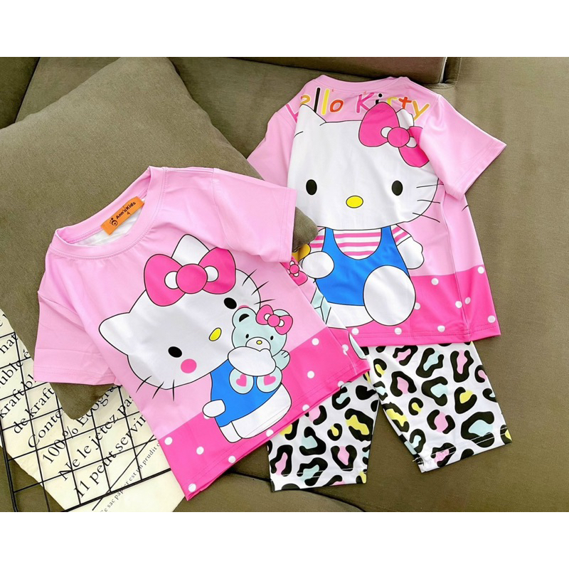 Bộ thun lạnh 3D dễ thương cho bé gái 15-30kg