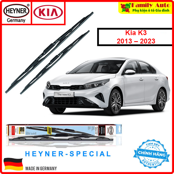 Gạt mưa xe ô tô Kia K3 2013-2023 CHÍNH HÃNG Heyner Germany Special Xương Cứng Size 35cm / 65cm Combo đầy đủ cho xe