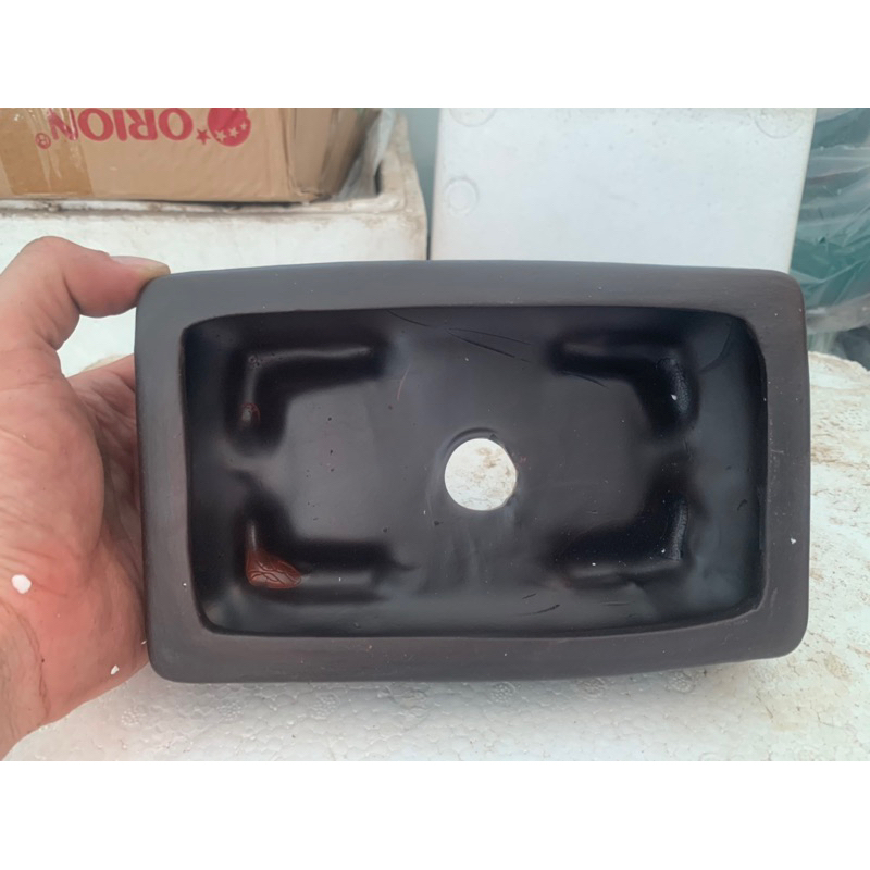 Chậu chữ nhật đất nung gốm bát tràng bonsai mini