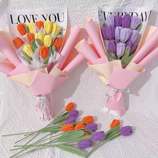 Bó Hoa Tulip Bằng Len, Hoa Tulip Handmade Bằng Len Đan Thủ Công Làm Quà Tặng Sinh Nhật