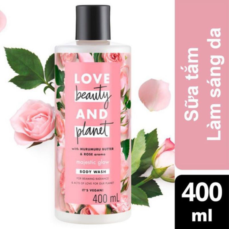 Sữa tắm Love Beauty and Planet 400ml Majectic Glow Body Wash giúp làm sạch và cung cấp độ ẩm cho làn da lên đến 24 giờ
