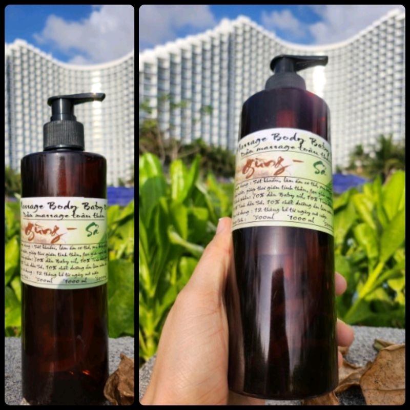 Dầu massage body baby oil trắng hương sả gừng