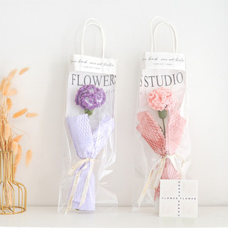 Bó hoa cẩm chướng len, hoa cẩm chướng handmade đan len thủ công làm quà tặng lưu niệm
