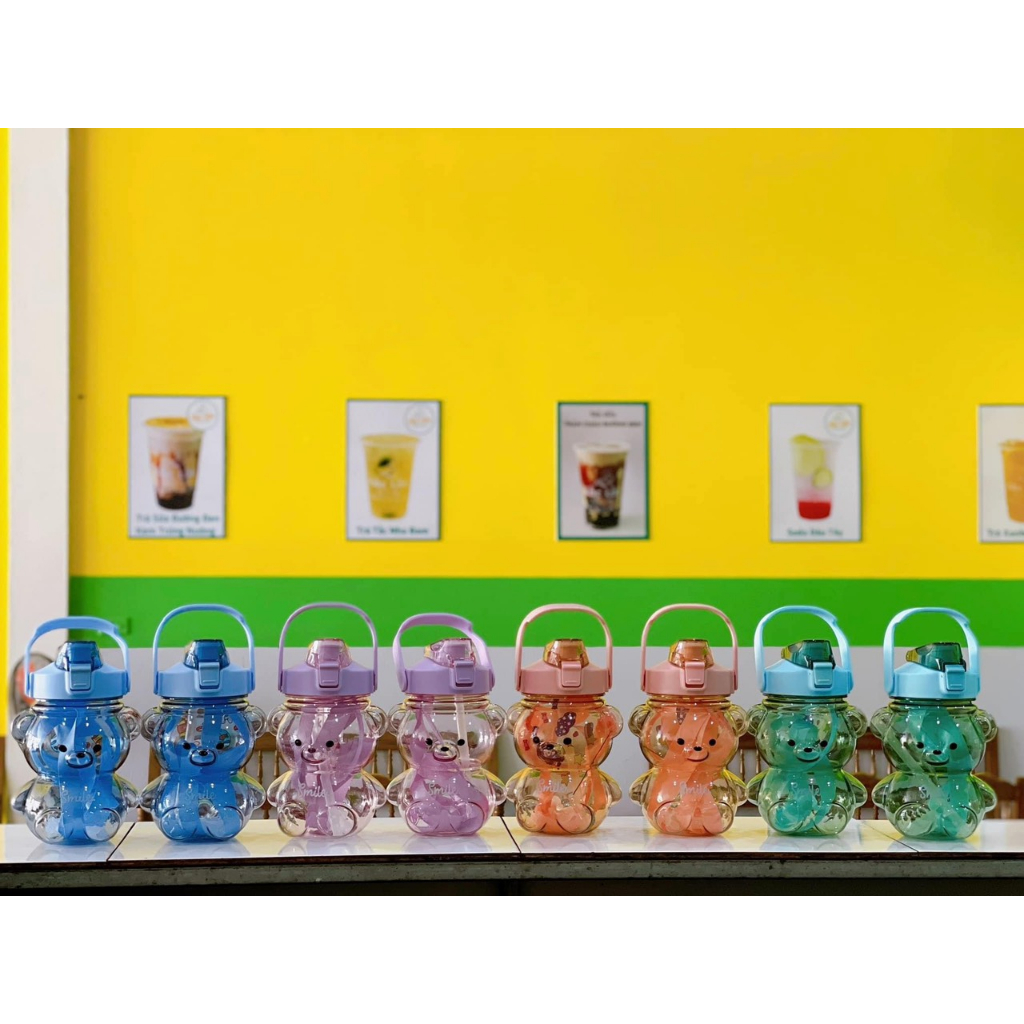 Bình Đựng Nước 1100ml Hình Gấu Dễ Thuong Tôn Lên Cá Tính Trẻ Trung Năng Động