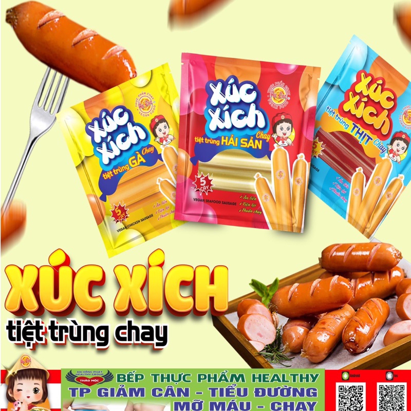Xúc xích tiệt trùng chay 150g( 5cây/bịch) ăn chay, keto chay