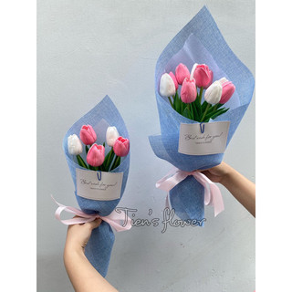 Bó hoa tulip tông màu pastel giống hoa thật