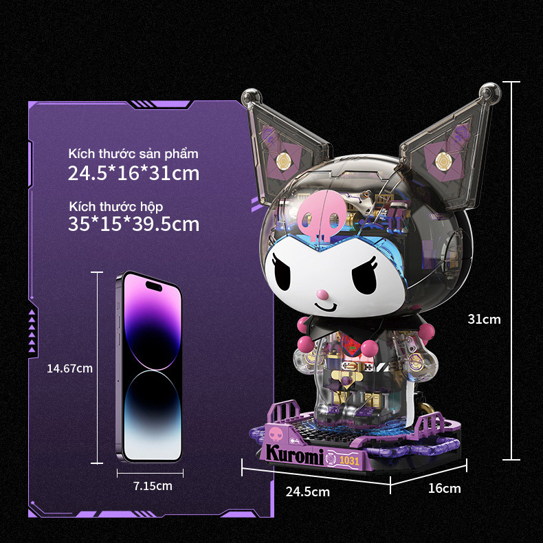 Đồ Chơi Lắp Ráp Mô Hình Kuromi Starlight Toptoy Trong Phim Kuromi Pretty Journey TC1803 Với 1000+ Mảnh Ghép