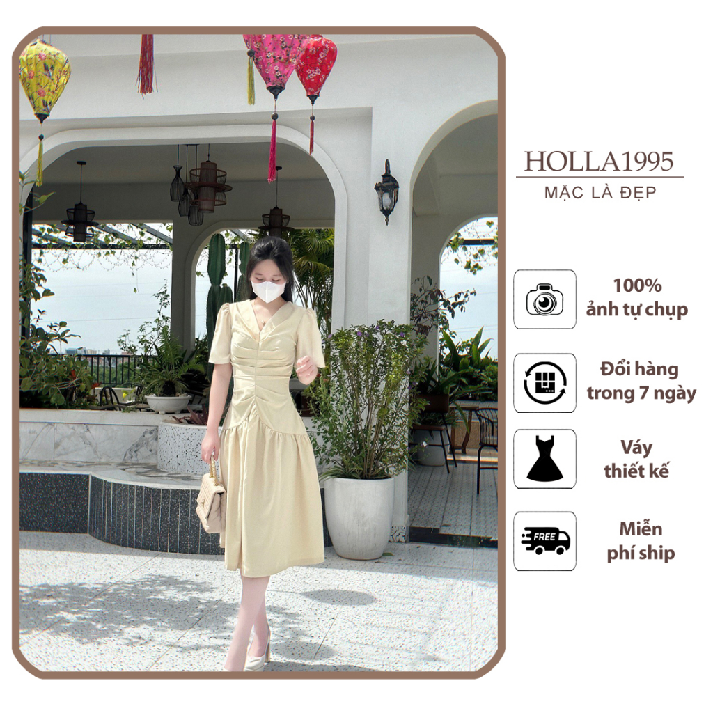 Đầm Váy Thiết Kế HOLLA Eo Nhún Dáng Dài Form Xòe Ôm Che Khuyết Điểm Phù Hợp Mặc Đi Làm – Đi Dự Tiệc N104 | BigBuy360 - bigbuy360.vn