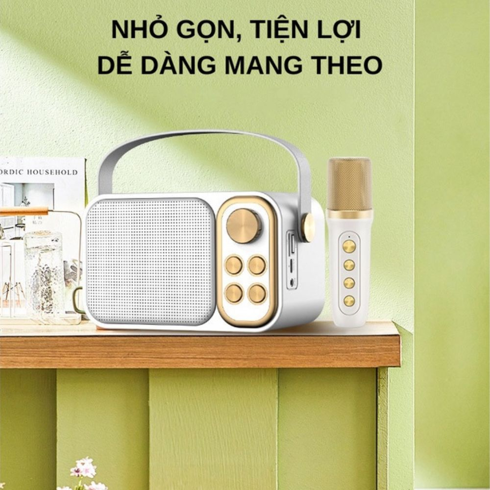 Loa karaoke bluetooth YS-103 kiểu dáng nhỏ nhắn đáng yêu,loa không dây kèm mic hát âm thanh chất lượng cao công suất 10w