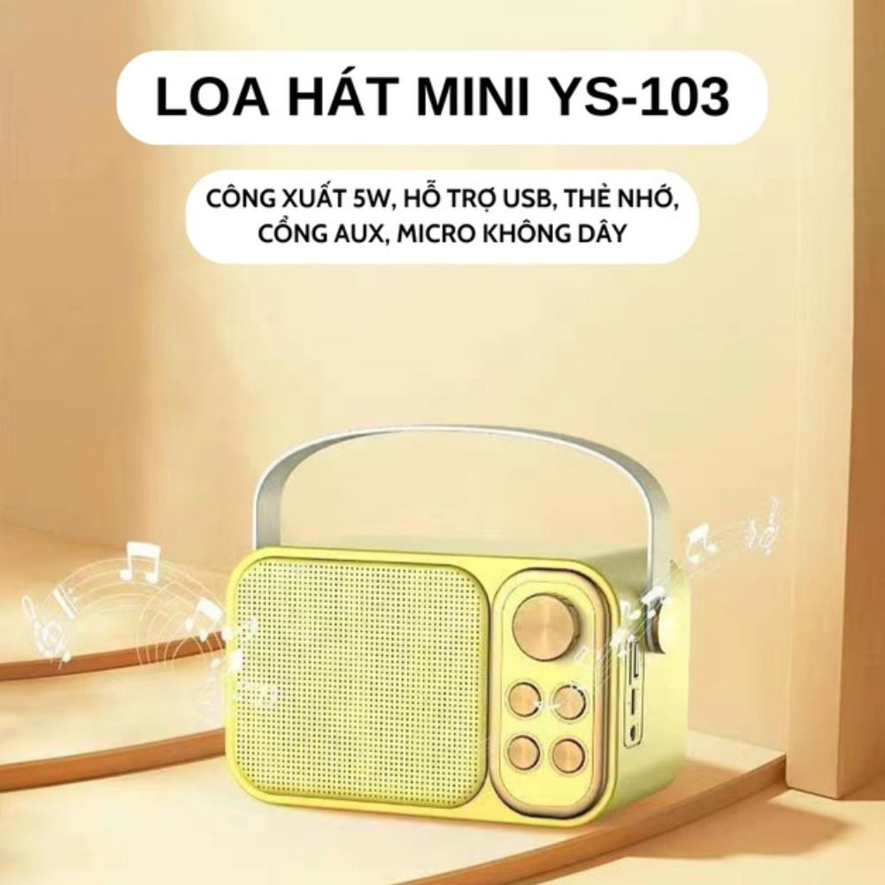 Loa karaoke bluetooth YS-103 kiểu dáng nhỏ nhắn đáng yêu,loa không dây kèm mic hát âm thanh chất lượng cao công suất 10w