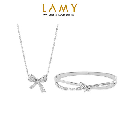 Bộ trang sức LAMY dây chuyền vòng tay Perfect Bow Knot 6019- 2009SV