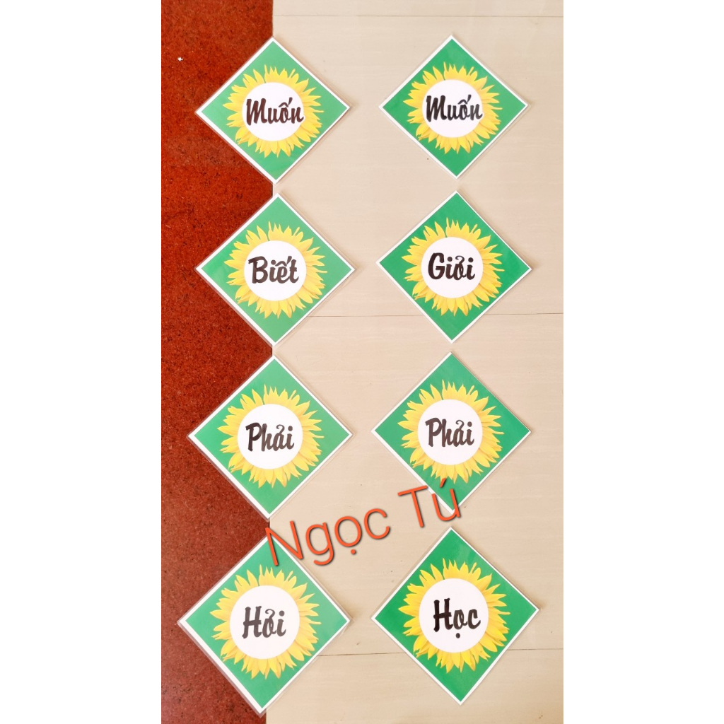 Khẩu hiệu trang trí lớp học hình thoi  In + Ép + Băng dính