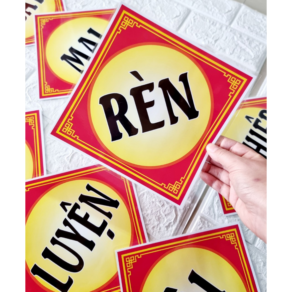 Khẩu hiệu trang trí lớp học hình thoi  In + Ép + Băng dính