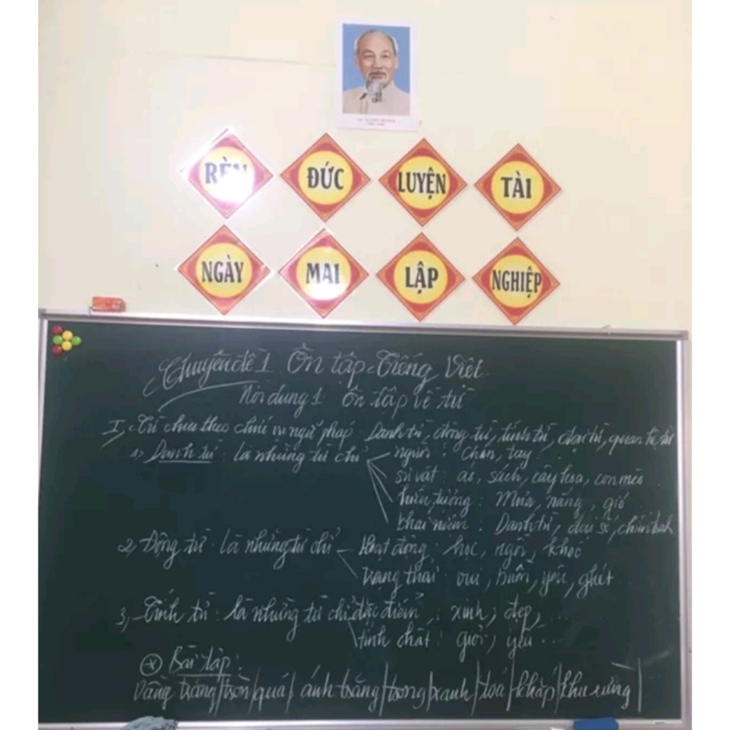 Khẩu hiệu trang trí lớp học hình thoi  In + Ép + Băng dính