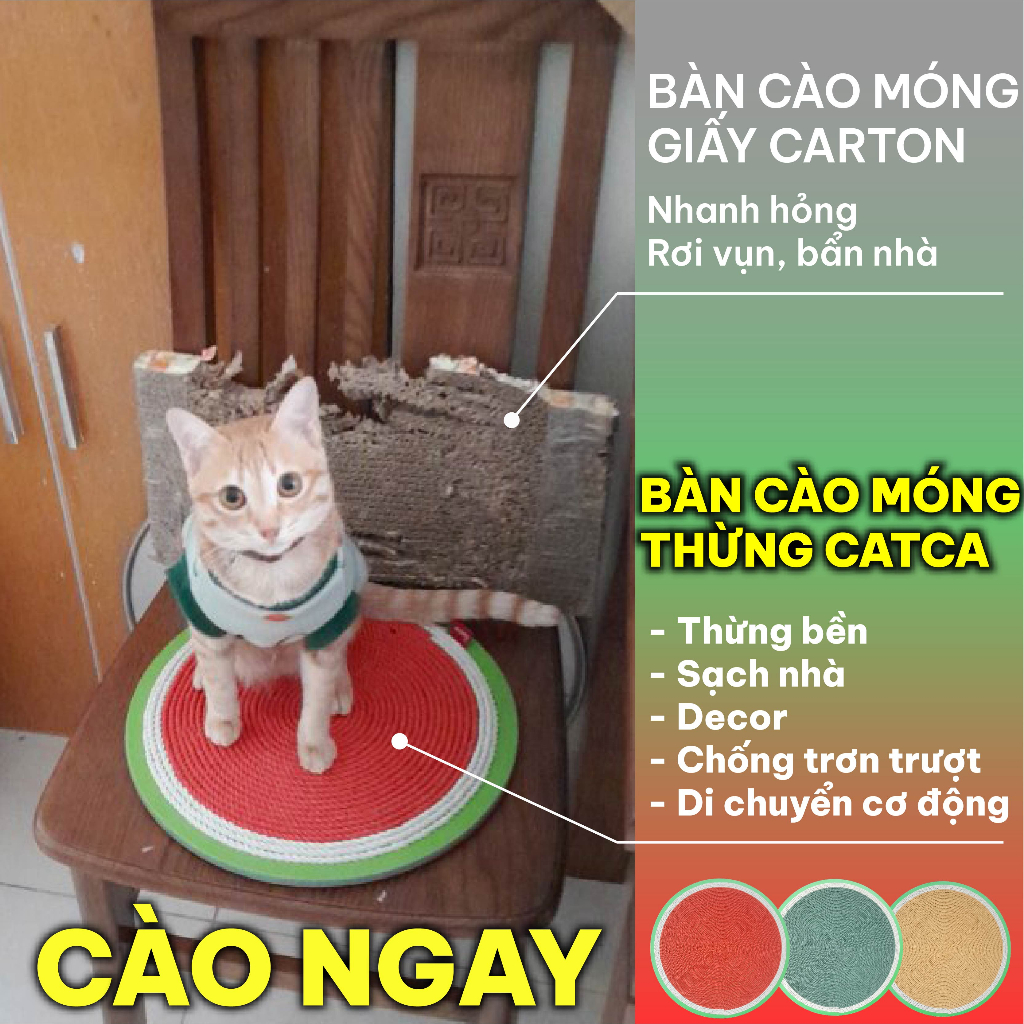 Bàn cào móng thừng tái sinh siêu bền sạch nhà BLUE - BCM Dưa hấu