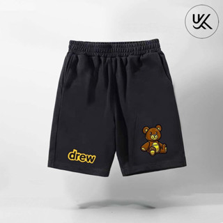 Quần Short DREW Nam Nữ Màu Đen Form Rộng Nhiều Họa Tiết, Quần Đùi Thể Thao Lửng Form Rộng Unisex Chất Vải Thun POLY2DA.