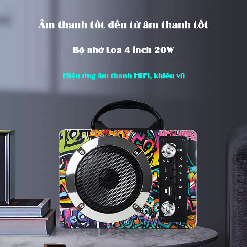Loa Bluetooth Graffiti Karaoke Bộ khuếch đại vô tuyến đĩa U di động ngoài trời không dây