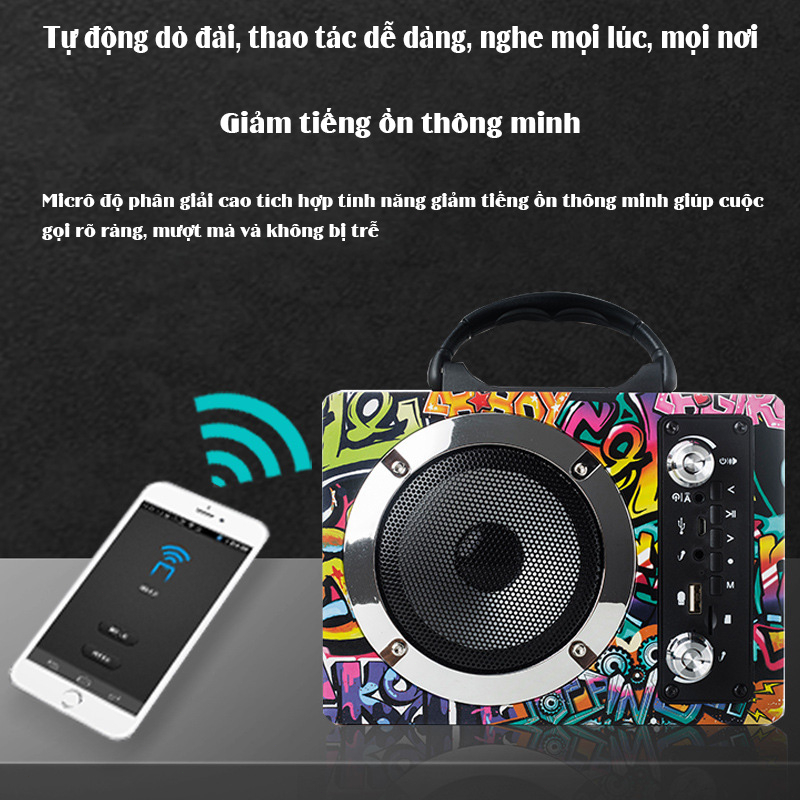 Loa Bluetooth Graffiti Karaoke Bộ khuếch đại vô tuyến đĩa U di động ngoài trời không dây